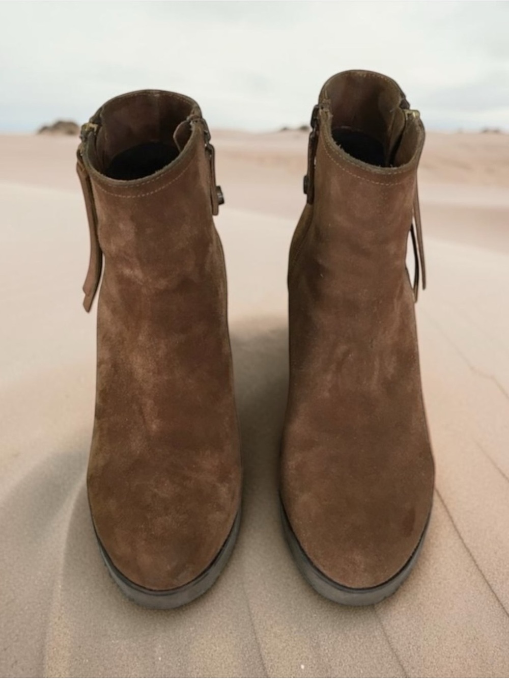 Fabianelli Italian Suede Wedge Ankle Boots, Brown, EU 38 🍂 - Picture 5 of 11
